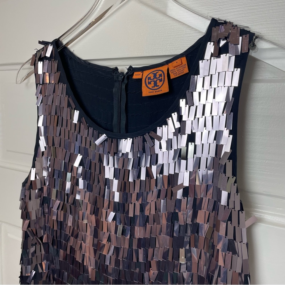 TORY BURCH sequin shift dress. SZ 6 - Picture 7 of 11
